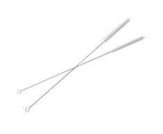 Huji Edelstahl-Strohhalme Reinigungsbürste perfekt für Wiederverwendbare Trinkhalme (2 Stück) Silber