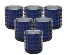 Ms Lovely Teelichthalter mit Nieten, groß, 15,2-7,6 cm hoch dunkelblau