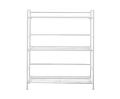 Flipshelf Bücherregal, zusammenklappbar, Metall, platzsparend, ohne Montage, für Küche, Bad und Büro, Weiß, 3 Böden, breit
