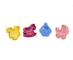 DeColorDulce Babyphone Set Keksausstecher und Kugelablage Keks ABS, Mehrfarbig, 28 x 10 x 5 cm, 4 Stück