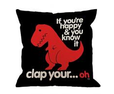 hgod Designs Überwurf Kissen Fall Rot Dinosaurier Baumwolle Leinen Quadratisch Kissenbezug Standard Kissenbezug für Männer Frauen Kinder Home Dekorative Sofa Sessel Schlafzimmer Wohnzimmer 45,7 x 45,7 cm