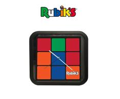Rubiks Cube analoge Wanduhr (Fun to Be Square, M2 Design) mit geometrischem Zifferblatt und schwarzem Acryl-Rahmen, Quarz-Uhrwerk, AA-Batterie nicht im Lieferumfang enthalten, 27,9 cm quadratisch, blau/orange Farbe
