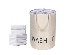 Zeroomade, Großer Wäschekorb, faltbar, wasserdicht, antibakteriell, quadratisch, Wäschesammler Large A-cream