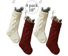 Civilever Weihnachtsstrumpf, 45,7 cm, handgefertigt, gestrickt, Weihnachtsdekoration, Party-Accessoire, für Familie und Freunde 18inch/46cm 4pcs(2*redb+2*whiteb)