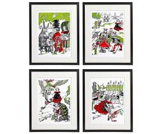 IDIOPIX Alice im Wunderland Kinderzimmer Kids Wall Art Prints Set von 4 ungerahmt Set No.2