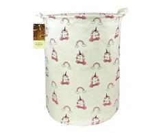 HUNRUNG Großer Wäschekorb mit Cartoon-Motiv, für Babys, Kinderzimmer, Spielzeug, Wäsche, Babykleidung, Geschenkkörbe Pink-Unicorn