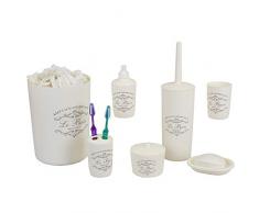 Home Basics Paris Collection Badezimmerzubehör-Set, 7-teilig, Toilettenbürste, Becher, Zahnbürstenhalter, Seifenhalter, Lotionspender und mehr! beige