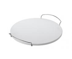 Rösle BBQ Pizzastein rund, Schamott, Griff aus verchromtem Stahl, 46,5 x 41 x 6,5 cm, Ø 42 cm, backofengeeignet
