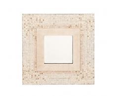 Benzara Wandspiegel, Antik-Optik, Holzschale, Weiß