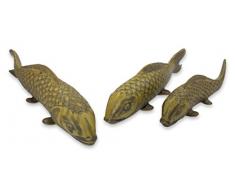 NOVICA 542.767,5 cm Glückliche braun Koi Keramik Figuren, Set von 3