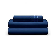Das Bett Tabelle Club doppelt gebürstet Smart Stoff 1800 Betten – Falten, verblassen, schmutzabweisend – Hypoallergen, Cooling- 4-teiliges Bett-Set, Mikrofaser, Marineblau, California King