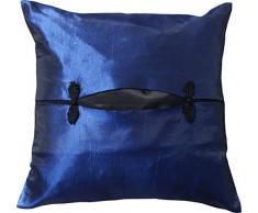 Full Funk Kissenbezug aus thailändischer Seide, 40,6 cm Kobaltblau