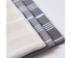 Aslan Homestore Türkisches Strandtuch, 100% Baumwolle, 96,5 x 179 cm, großes Handtuch 38x69 hellgrau