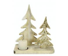 Flair Flower Holz-Kerzenhalter Tannebaum aus Holz Baumrinde Weihnachtsdekoration Kerzenleuchter Landhaus Weihnachtsbaum Holzbaum Dekobaum Natur Dekoration Kerzenständer Stumpenkerze XL Teelichter