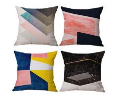 NATURALSHOW Kissenbezug aus Baumwollleinen, dekoratives Azteken-Muster, Tribal-Design, für Sofa, Couch Sessel, geometrisches Muster, Schwarz und Weiß 18x18 in 4 Stück 1#