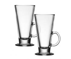 I Style Latte Tasse, Glas, transparent/weiß, 2 Stück