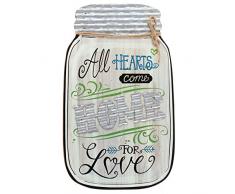 Barnyard Designs Rustikal alle Herzen Come Home für Love Mason Jar Dekorative Holz und Metall Wandtafel Schild Vintage Country Decor 35,6 x 22,9 cm