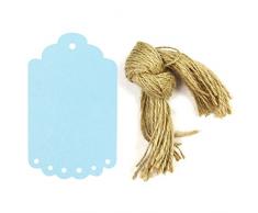 Wrapables Geschenkanhänger, aus Kraftpapier, mit Schnitt, für Geschenke, Basteln und Preisschilder, groß, gewellter Rand, Blau, 50 Stück