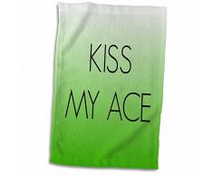 3dRose Kiss My Ace Handtücher, grün, 15 x 22