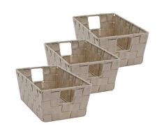 ELAINE KAREN Deluxe Gewebter Gurt Aufbewahrungstasche Regalkorb Small 3pk beige
