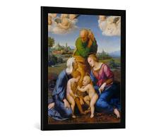 Gerahmtes Bild von Raffael Die heilige Familie aus dem Hause Canigiani, Kunstdruck im hochwertigen handgefertigten Bilder-Rahmen, 50x70 cm, Schwarz matt