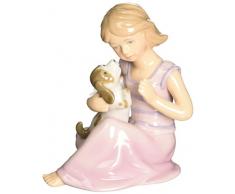 StealStreet Me und My Buddy Girl in rosa Bademantel sitzend und Umarmung Hund Figur