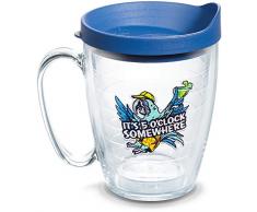 Tervis Isolierbecher mit Emblem und blauem Deckel 16oz Mug farblos