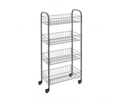 Metaltex Pisa Küchenwagen, Epoxidbeschichteter Stahl, stahlgrau, 41x23x84 cm