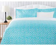 Chanasya 3-teiliges Mikrofaser-Bettbezug-Set mit Reißverschluss – Moderner Aqua-Print mit wendbarer Farbe – Schmusetuch (1 Bettbezug & 2 Kissenbezüge)