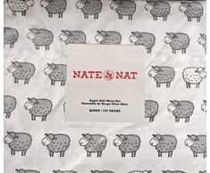 Nate & NAT Bettlaken-Set aus Baumwolle, für Doppelbett, Schafe, Schafe und EIN weißes Schaf, 4-teilig
