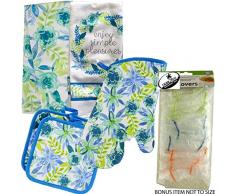 Greenbrier Küchenset (bestehend aus Einem Ofenhandschuh, Zwei Topflappen und Zwei Geschirrtüchern) Spring Time Blues