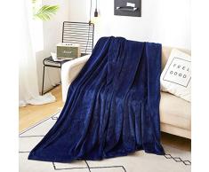 SAIWER Fleecedecke, leicht, superweich, gemütlich, luxuriös, Bettdecke aus Mikrofaser für Bett, Sofa, AC Zimmer, Strand, Picknick, Herbst, Winter, Überwurf, Bett, Decke Throw (50x60) Marineblau