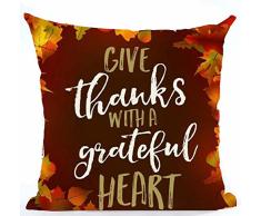 Andreannie Zitat Happy Fall die durch mit Ein Grateful Herz Fall Blätter Baumwolle Leinen Überwurf Kissen Cover Kissen Fall Home Deko Quadratisch 45,7 x 45,7 cm