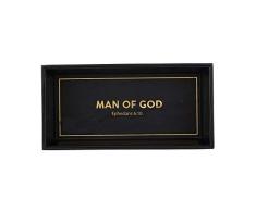 CB Gift Faithworks Herrendiener mit Schriftzug, aus veganem Leder, 25,4 x 12,7 cm, Schwarz
