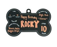 Custom Product Solutions Kreidetafel mit Hundemotiv, Knochenform Schwarz-Weiß-Druck, 19 x 30,5 cm