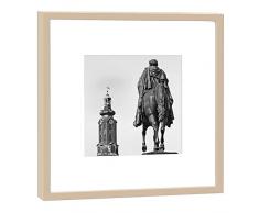 COGNOSCO - Fotografie im Holzrahmen: Reiterstandbild Karl August Weimar - Fotodruck - Format 27 x 27 cm - Rahmenfarbe beige - Hochwertiges Wandbild, Geschenkidee oder Souvenir aus Weimar
