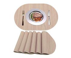 WANGCHAO Platzsets, 30,5 x 45,7 cm, 6 Stück, PVC, Esstischsets für Küche, Tisch, wasserdicht, verschleißfest, abwaschbar, hitzebeständig Oval Placemats Rose