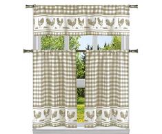 Duck River Textile Küchen-Vorhang und-Etagen, kariert, Taupe-White, 58x15