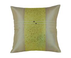 Tom Barrington Home Kissenbezug aus Seide, cremefarben, elfenbeinfarben und goldfarben Brokat 18 x 18 gelb