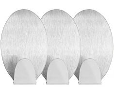 mumbi Handtuchhalter selbstklebend Handtuchhaken ohne Bohren Klebehaken oval Edelstahl 3 Stück