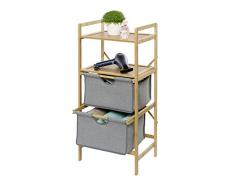 WENKO 62212100 Regal Bahari mit 2 Schubladen, Standregal, Aufbewahrungsregal, Bambus, 44 x 96 x 34 cm, Braun