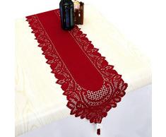 rockcloud Spitze Tischläufer für Hochzeit Bankett Dekoration, Weihnachten Party Tischdeko, Polyester, Rot 2, 13 x 70