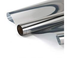 ZJELKY Fensterfolien Glas Fensterfolie Anti-UV Sichtschutzfolie Fensteraufkleber Dekorfolie selbstklebend 29.9Inchx6.9Feet Silber