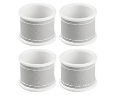 iDesign 65476EU Lauren Serviettenringe für Zuhause, Küche, Esszimmer - 4 Stück, 9,4 x 4,4 x 10,05 cm, grau/weiÃ, edelstahl