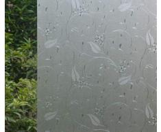 Vsudo Dekorative Sichtschutzfolie, kein Kleber, Dekoration, statische Haftung, Glas-Aufkleber, UV-/Wärme-Kontrolle, für Zuhause und Büro (Wohnzimmer/Badezimmer/Küche/Haustür-Fenster) (Blumenmuster) 17.7 By 78.7--2 Rolls Vine Flower