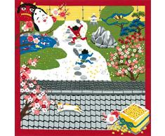 Yu-soku Furoshiki- Japanese Geschenkpapier Reinigungstuch (Sketches of Katze: Setsubun im Februar)