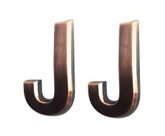 Hopewan 3D-Hausbuchstaben-Aufkleber von A bis Z, Wanddekoration für Wohnungstür, Briefkasten, Adressschild 2.75 Letter J bronze