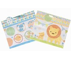 Viola Set mit 2 verschiedenen Glitzerverzierungen, horizontale geometrische Geschenktüten, mittelgroß, Babytiermotive