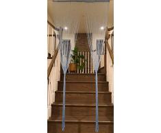 TJ Global Fadenvorhang Raumteiler Tür mit Schleifenfaden, Tapisserie, Fransen, Fensterleiste für Haus, Restaurant, Veranstaltungen, Fotohintergrund – B 99 x H 200 cm (1 x 2 m) W 39 x H 79 (100 CM X 200 CM) blau