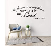 YOYOYU ART HOME DECOR Wandtattoo aus Vinyl Bibelvers Joshua Psalm mit inspirierenden Zitaten und Spruch AY1431 We Will Serve The Lord